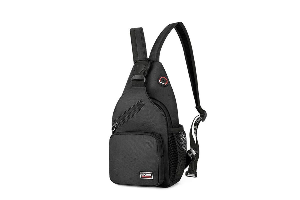 Water-resistant Chest Pack Outdoor Travel Shoulder Sling Backpack Crossbody Bag -Black