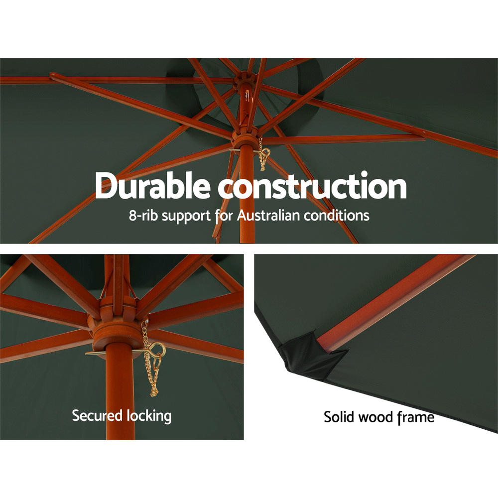 Instahut 3m Outdoor Umbrella w/Base Pole Umbrellas Garden Sun Stand Deck Charcoal โ image 5
