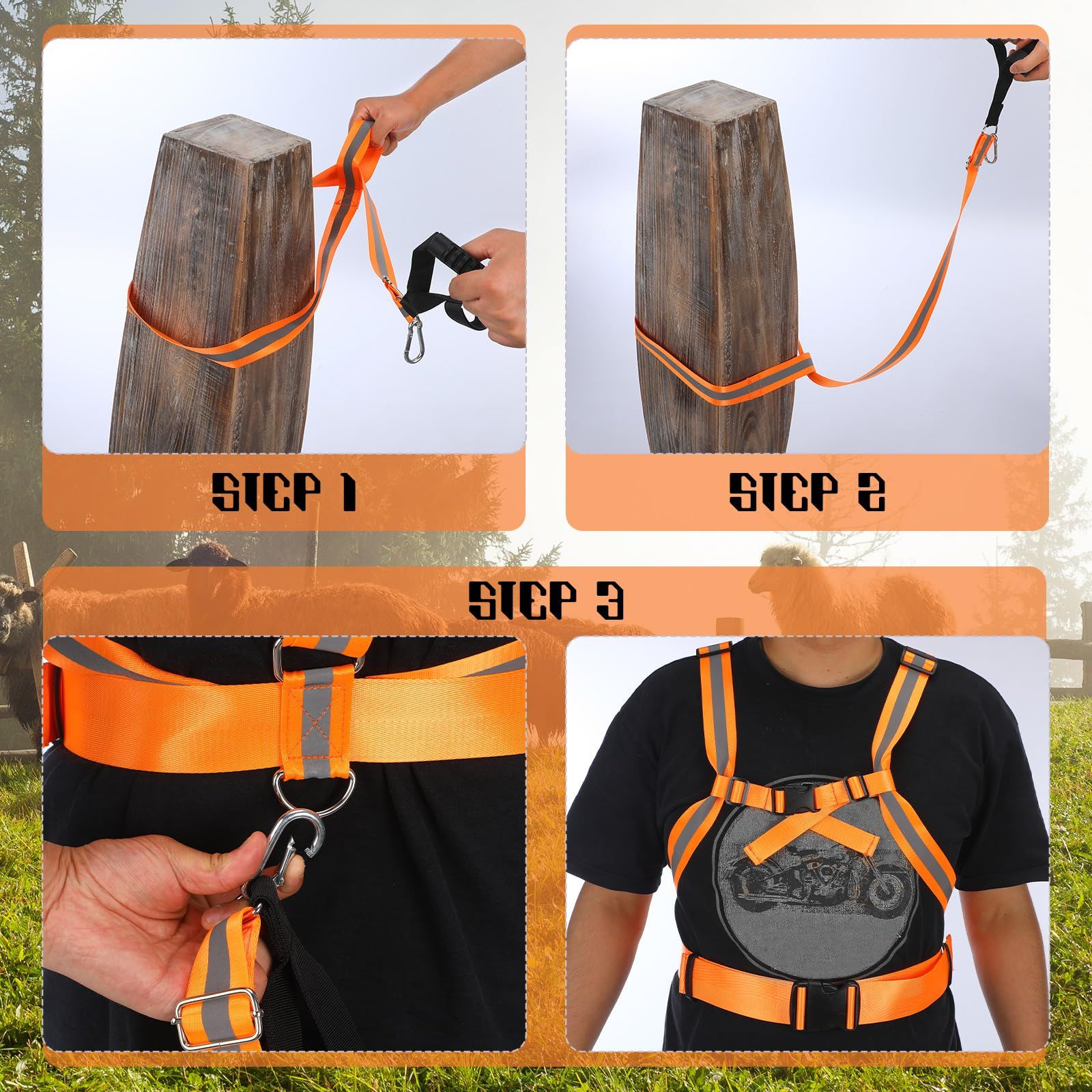 Deer Drag Strap and Dual Harness with Reflective Strips Heavy Duty Deer Dragging Rope Hunting for Hunters โ image 4
