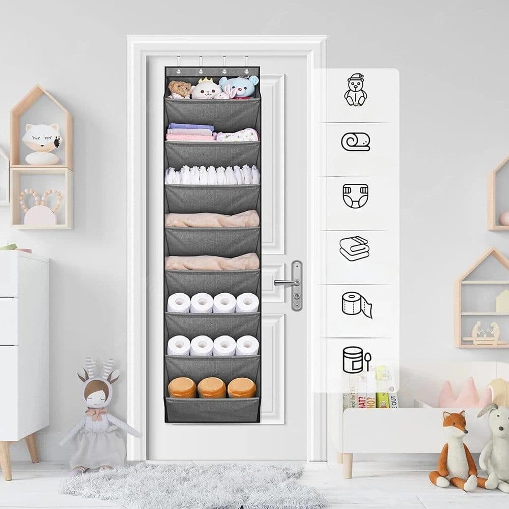 12 Pairs Wall Mounted Shoe Rack with Hooks, Shoe Hanger Storage for Door, 24 × 12 × 4 inches, Gray — image 3