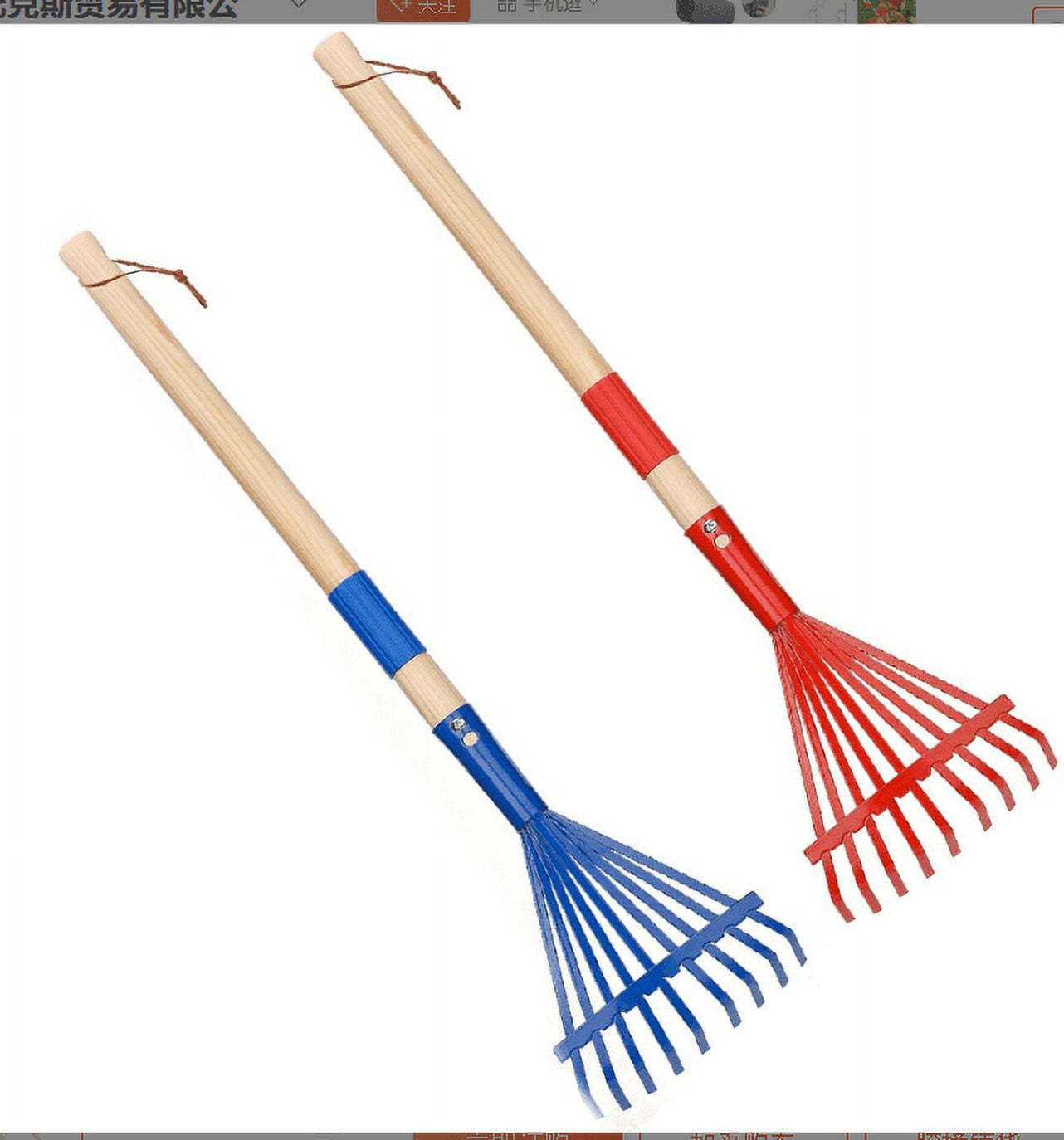 Child Size Garden Leaf Rake with Metal Head and Wooden Handle, Lightweight Outdoor Tool for Gardening and Yard Work, 71 cm, Red — image 5