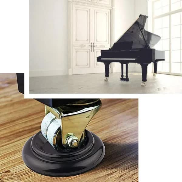 Hardwood Piano Mats with Foam Pads 4 pcs Black ABS Furniture Foot Protectors Compatible with Piano Wheels Solid Wheels — image 2