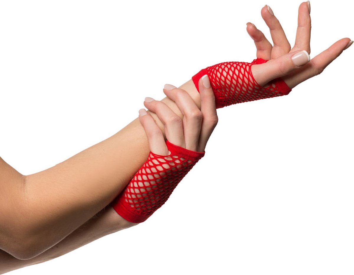 Partyxclusive Fingerless Fishnet Gloves Women Red One-size — image 2