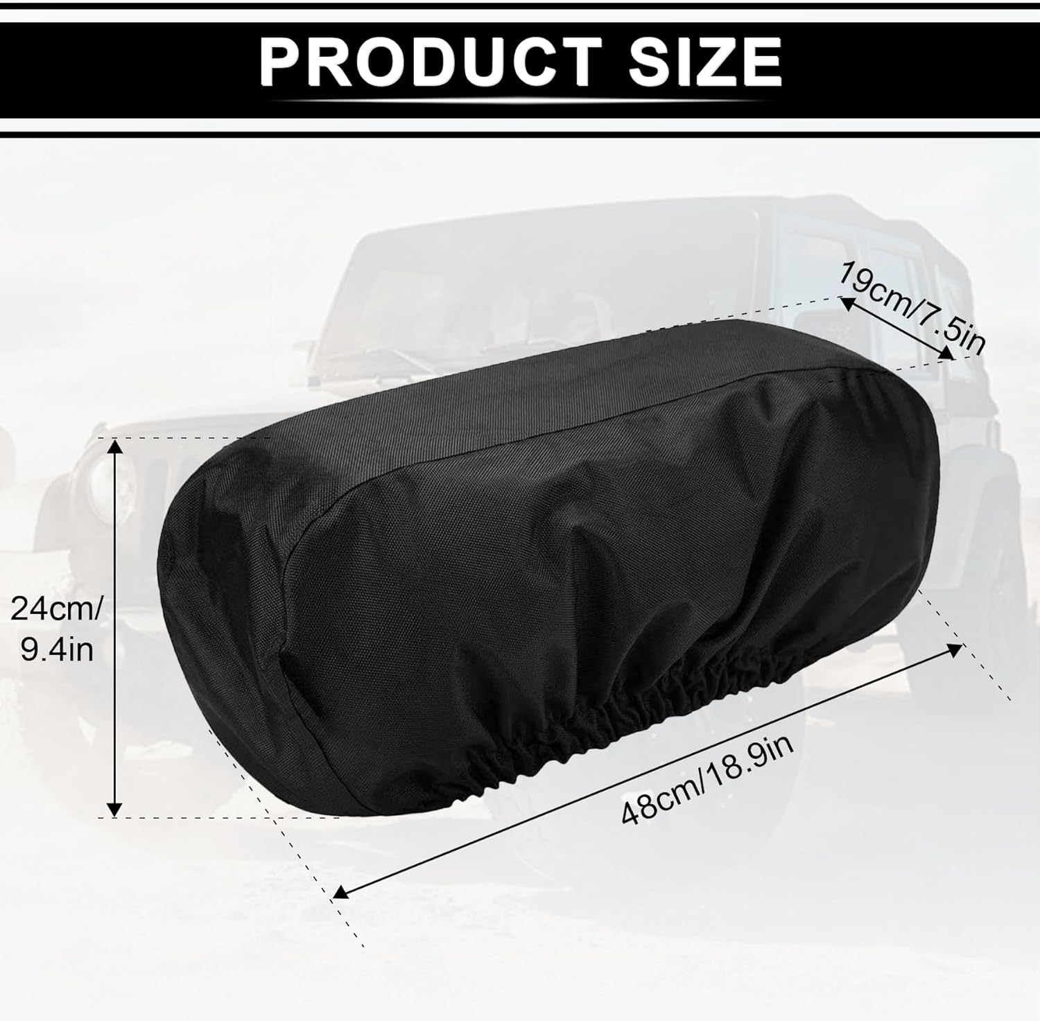 Heavy Duty 600D Waterproof Winch Cover - UV Resistant, Dust-Proof Protective for 8500-17500 lbs Electric Winches (22"x9.8"x7.5"), Car Exterior Accessories — image 2