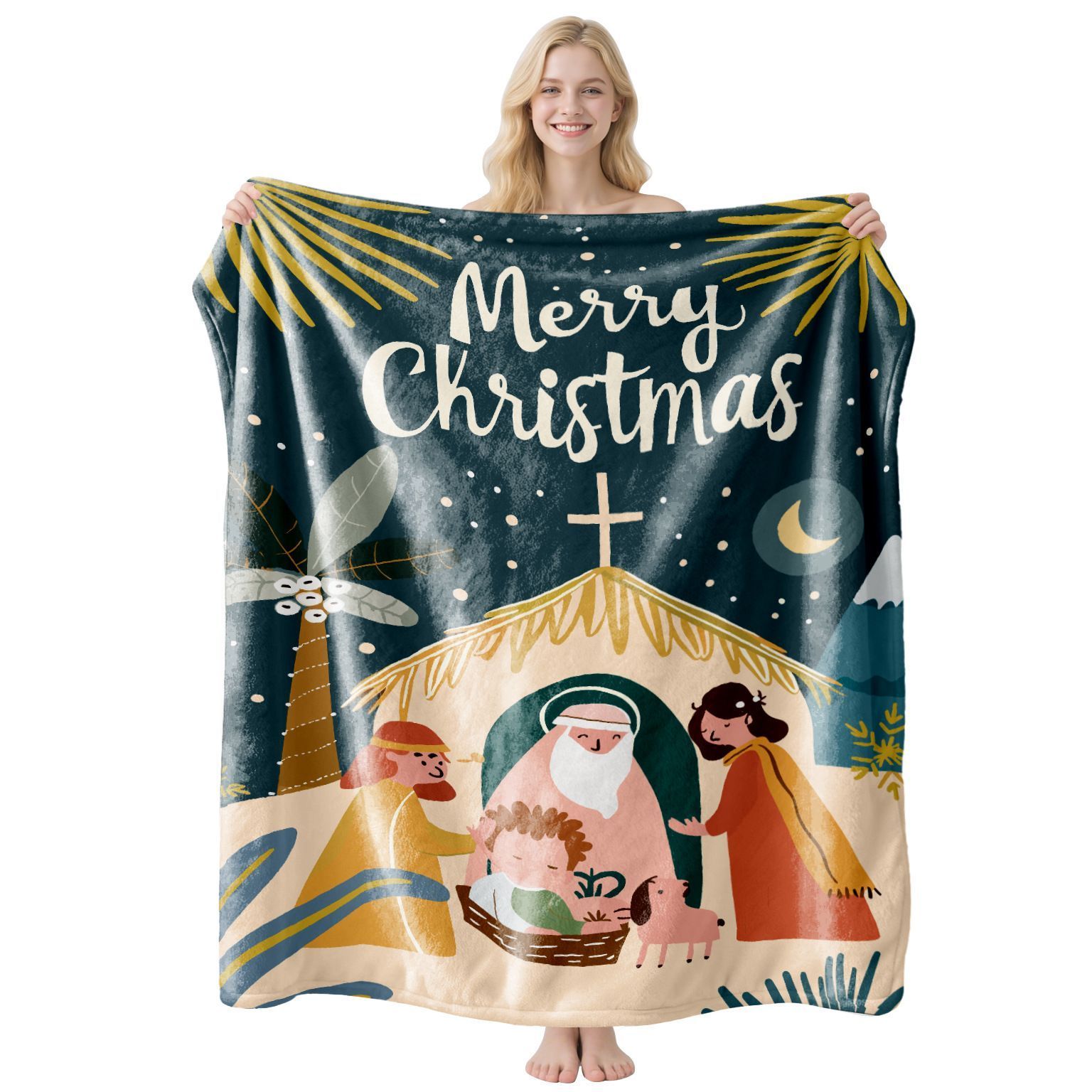 Christmas & Halloween Household Flannel Throw, Comfortable Couch Bed Cover, Wonderful Holiday Gifting Choice, Style FLR‑102, Size L, 130 × 150cm