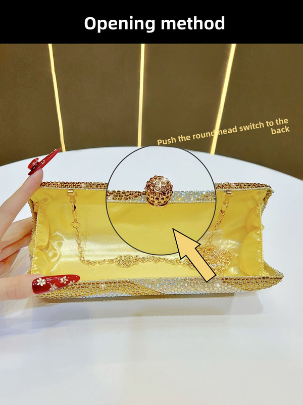 Luxury Rose Red Crystal Evening Clutch Bag Gradient Rhinestone Hard Case Purse with Detachable Chain for Wedding Prom Cocktail Party Fits Smartphone โ image 6