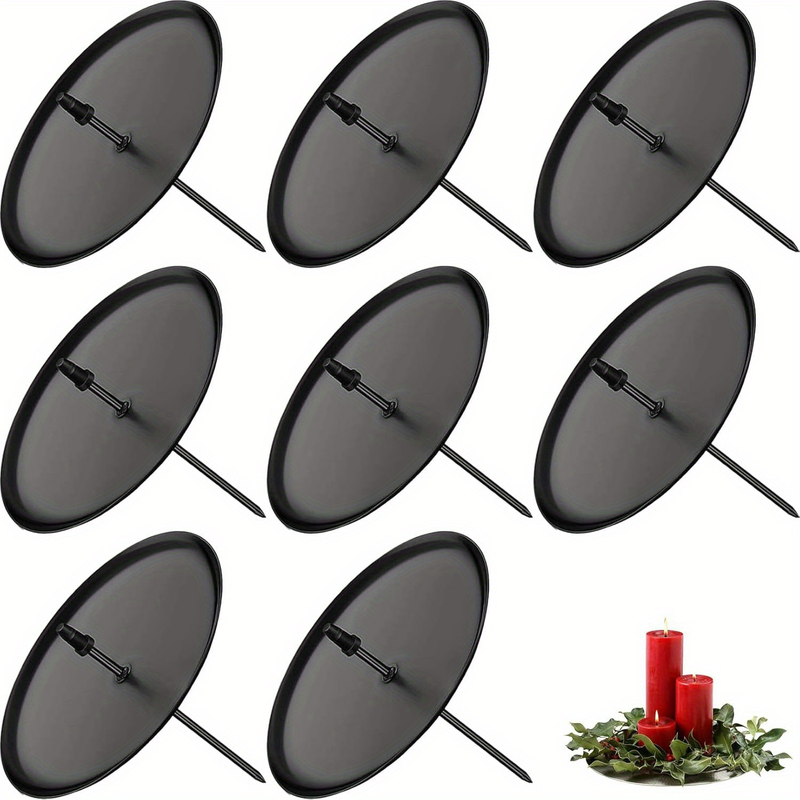 8-Pack Black Metal Candle Spikes for Advent Wreaths and Floral Arrangements, 6 cm