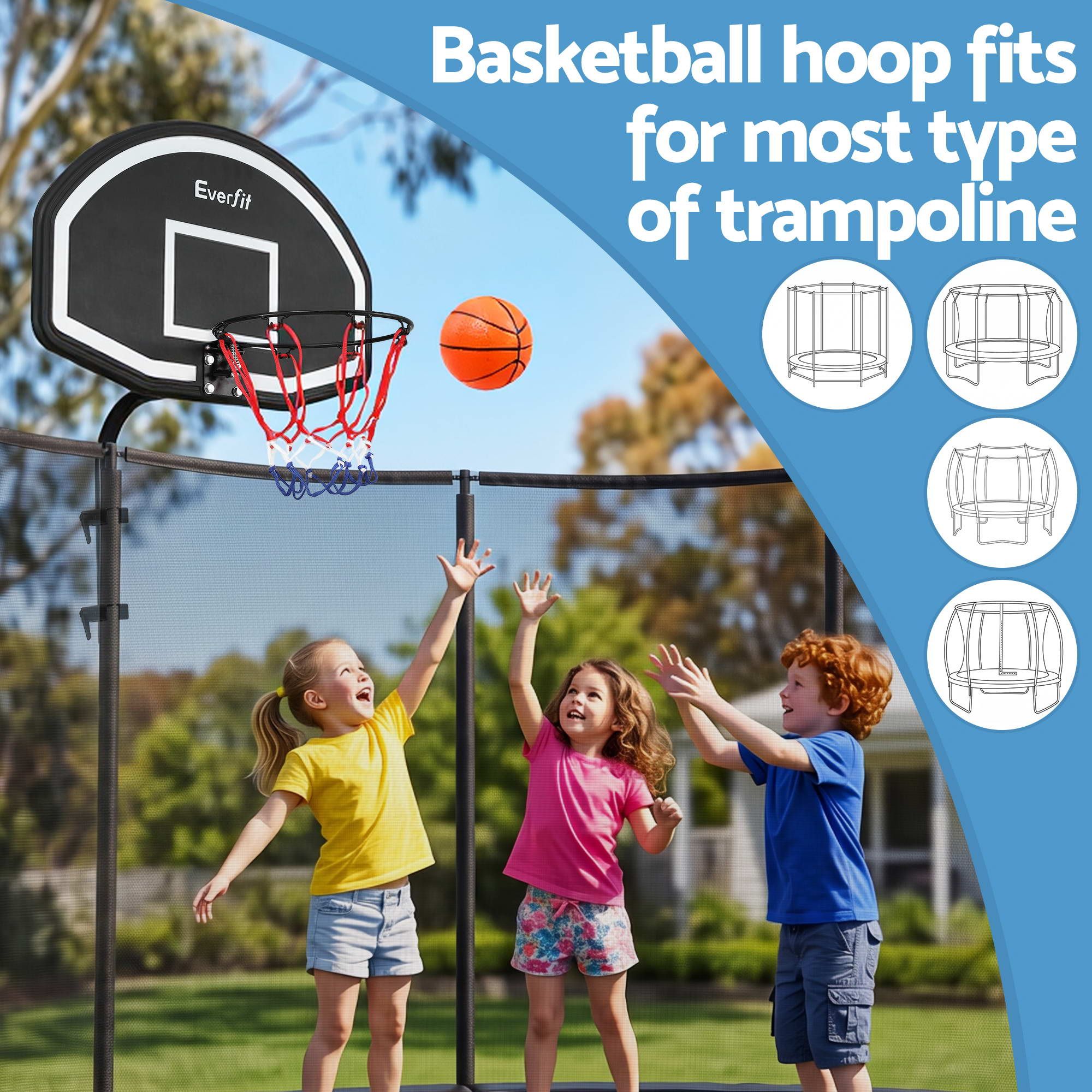 Everfit Kids Basketball Hoop with Ball and Pump Fit for Trampoline 25mm-32mm Poles Black โ image 6