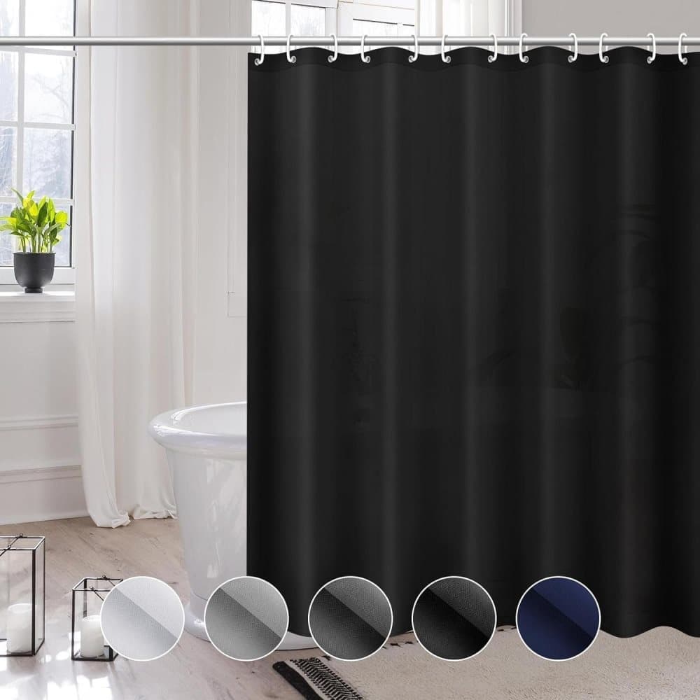 Waterproof Shower Curtain 180x180cm, quick-drying mold resistant, compatible with outdoor shower and bathroom, Black — image 2