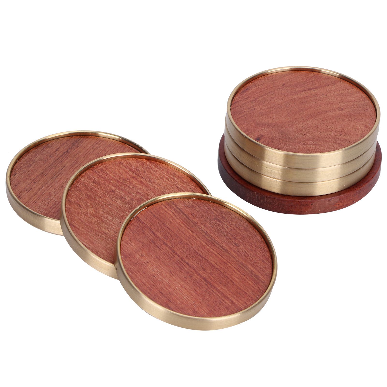 Wooden Tea Cup Mat Insulation Desktop Cup Pad Set with Base Tray Tea Ceremony AccessoriesRosewood โ image 5