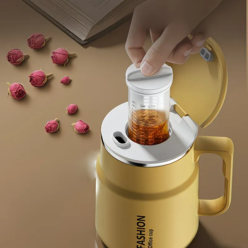 600ML Multi-Functional Mug, Three Drinking Modes: Direct Drink, Straw, Open Mouth, Bottom Storage for Folding Spoon, 304 Stainless Steel Inner Liner – A — image 5