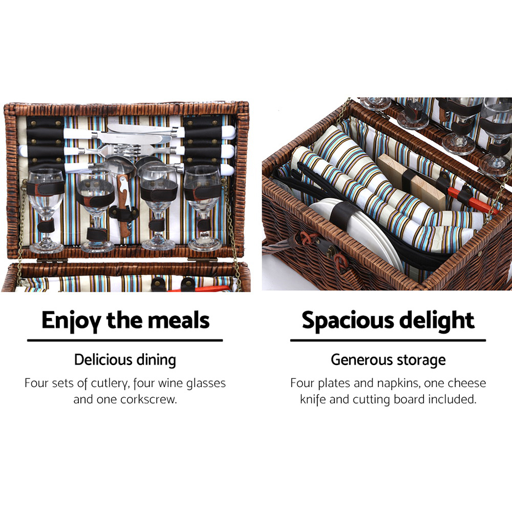 Alfresco 4 Person Picnic Basket Set Deluxe Folding Outdoor Insulated Liquor bag โ image 4