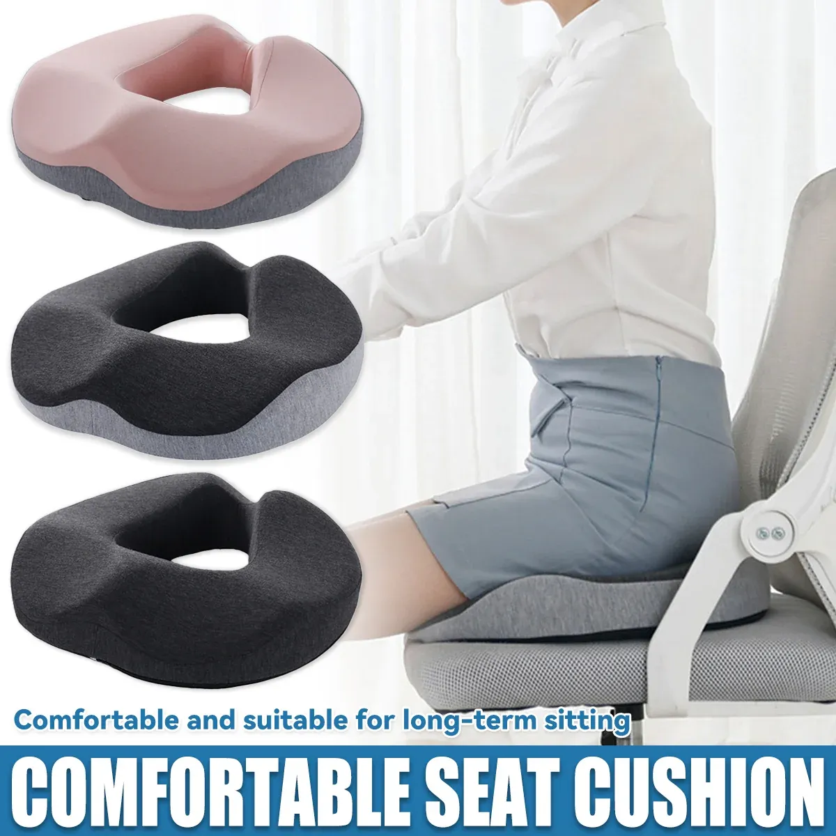 Memory Foam Seat Cushion Breathable Comfort Pad for Office Chair — image 2