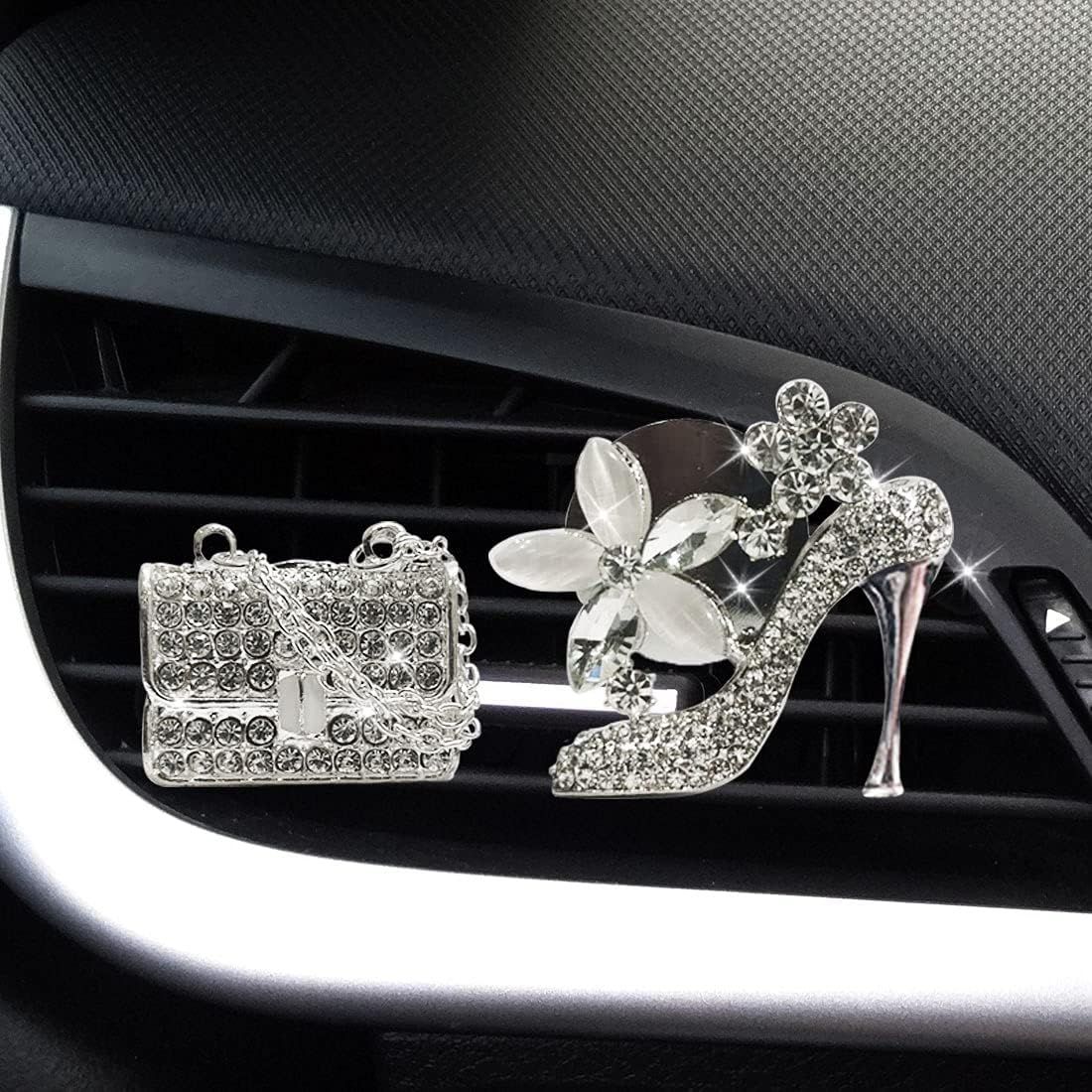 Crystal High Heel Shoe & Magic Bag Car Air Vent Clip Charm Bling sparkly bedazzled rhinestone Car Bling Accessories, Car Interior Decoration Charm, Rhinestone — image 3