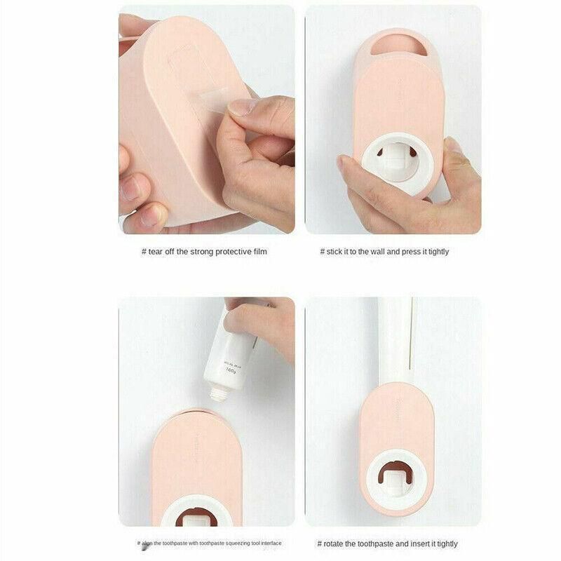 Automatic Toothpaste Dispenser Bathroom Wall-Mounted Rack Toothbrush Holder - Dark Blue — image 6