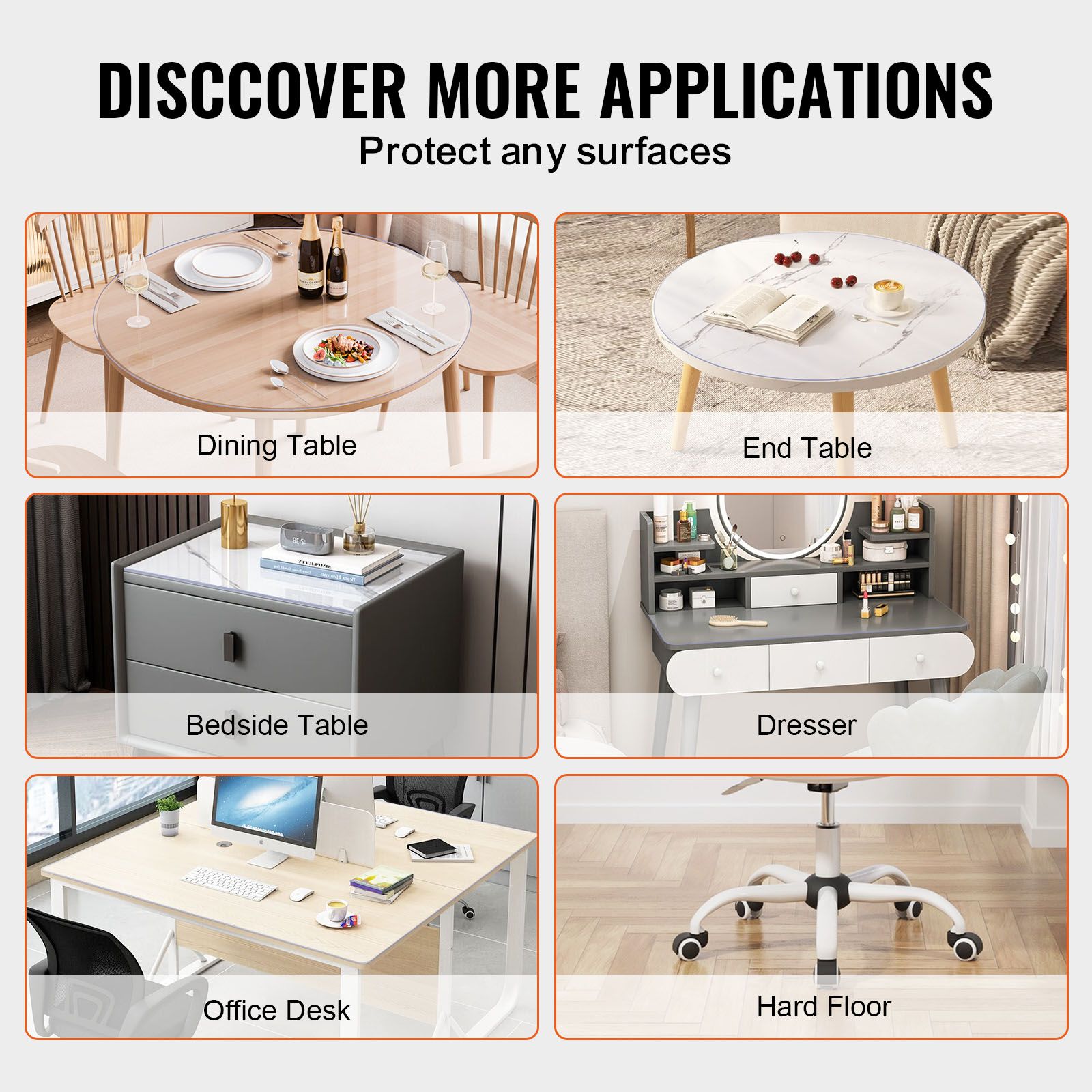 Plastic Table Cover, 48 × 48 Inch 2.0 mm Thick Clear Table Protector, Round PVC Desk Mat, Waterproof & Easy Cleaning Desk Pad Tablecloth, for Office Dresser — image 6