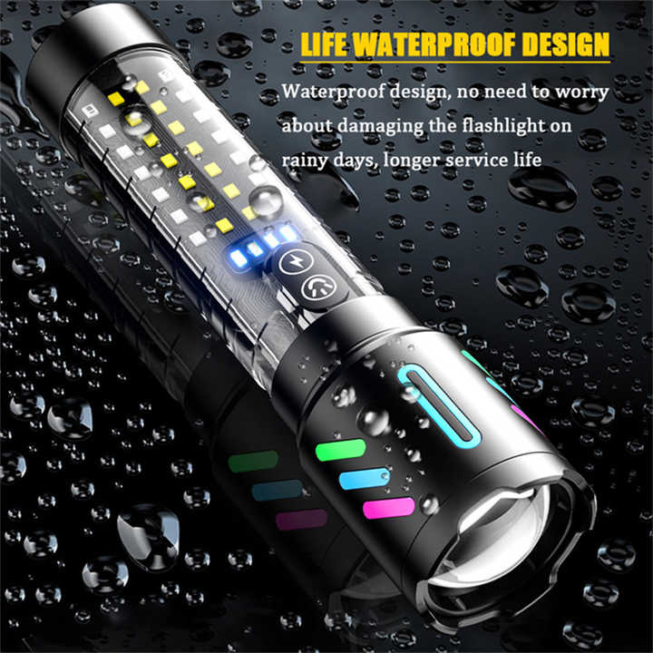 LED Rechargeable Laser Flashlight โ Multifunctional Type-C Strong Light Torch with Adjustable Zoom โ image 3