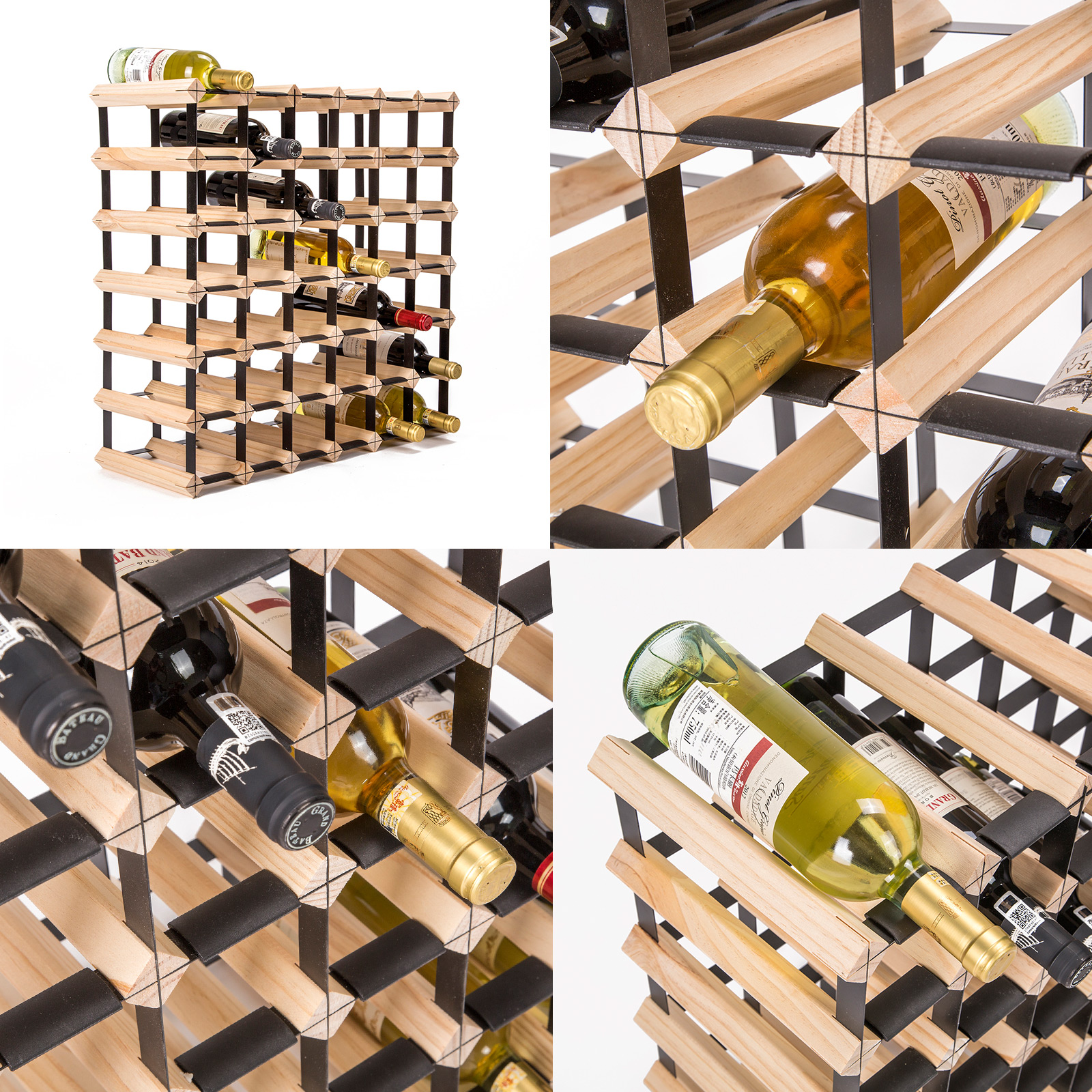 Timber Wine Rack Storage Cellar Organiser 42 Bottle โ image 3