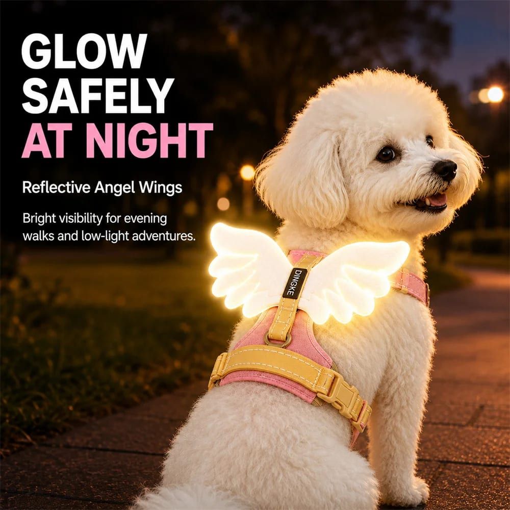 Adorable Angel Wings Dog Harness with Glowing 3D Luminous Design, Breathable No-Pull Walking Vest for Puppies and Small to Large Dogs, Soft Padded — image 3