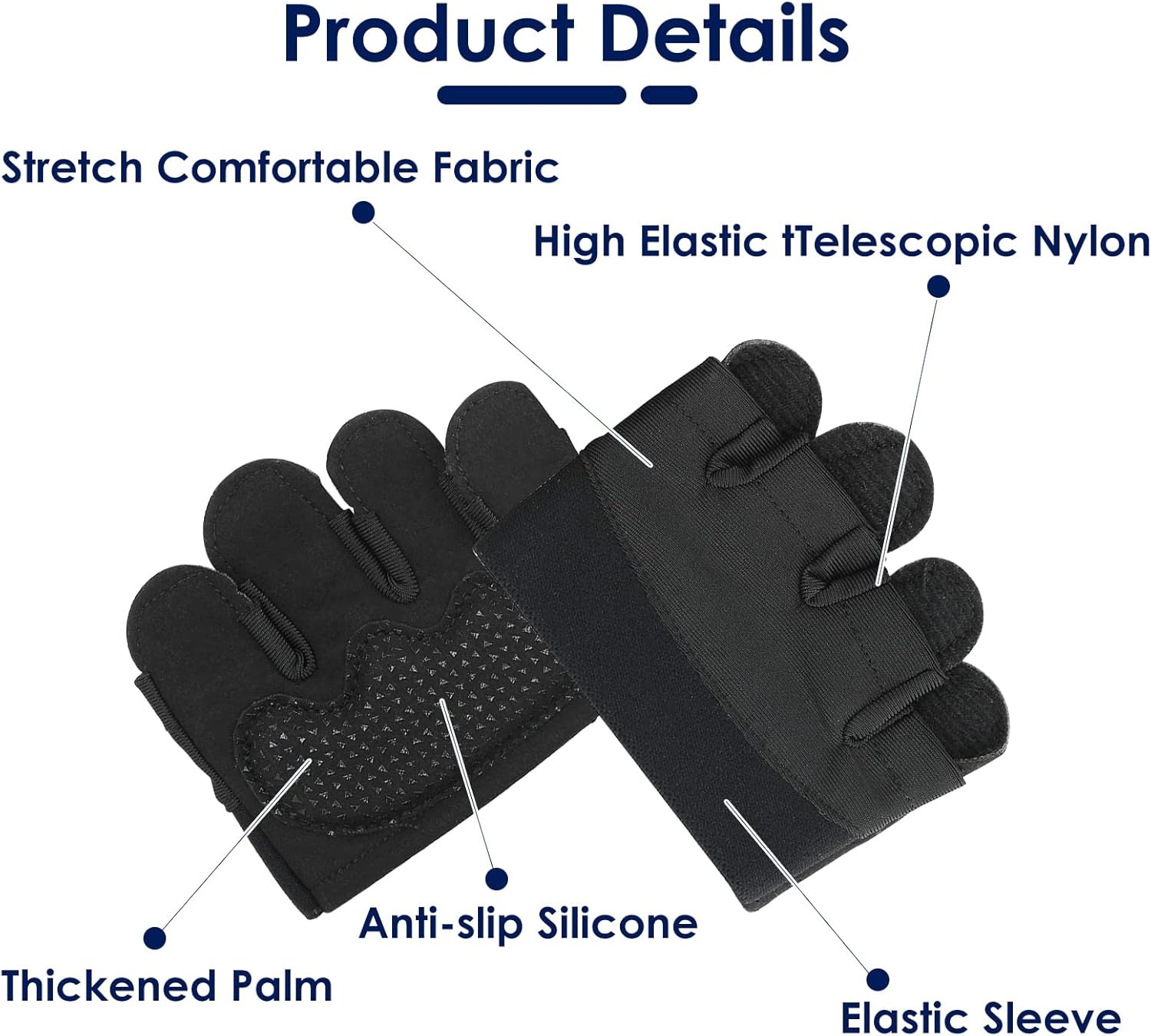 Grip Workout Gloves, Gym Gloves for Weight Lifting Kettlebell Pull-Ups Row Cross Training Non-Slip Silicone Four Finger Fitness Exercise Men and Women Black โ image 3