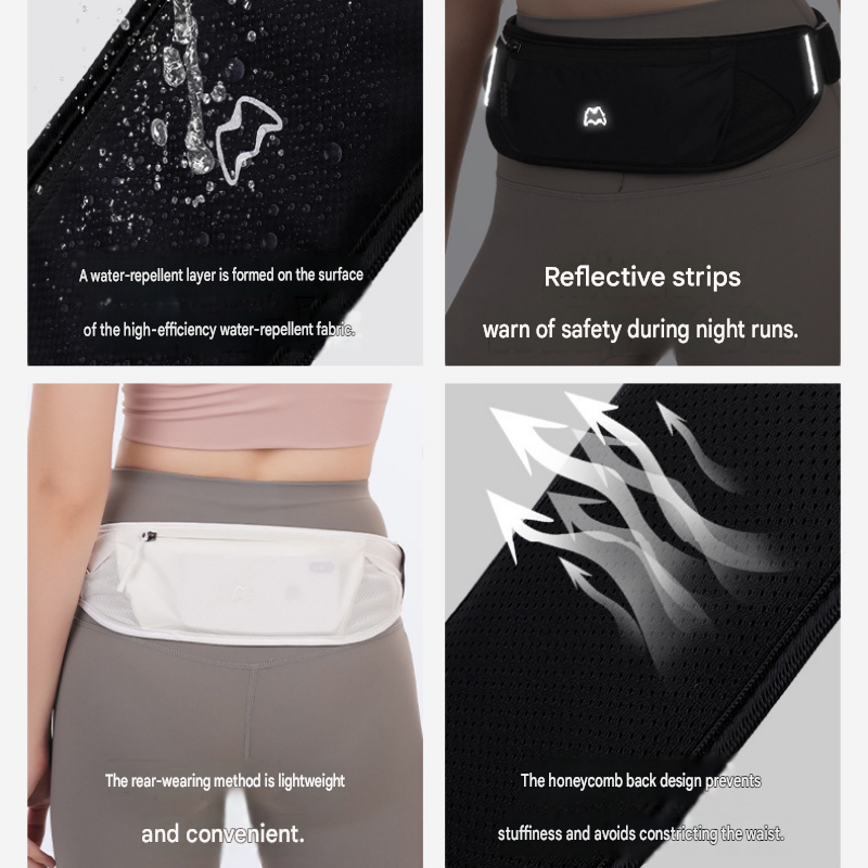 Dry and Breathable Sports combination-Black Running Waist Belt and Black 152*76cm and 80*40cm Microfiber Sports Towel Set - Waterproof Nylon Belt with — image 6