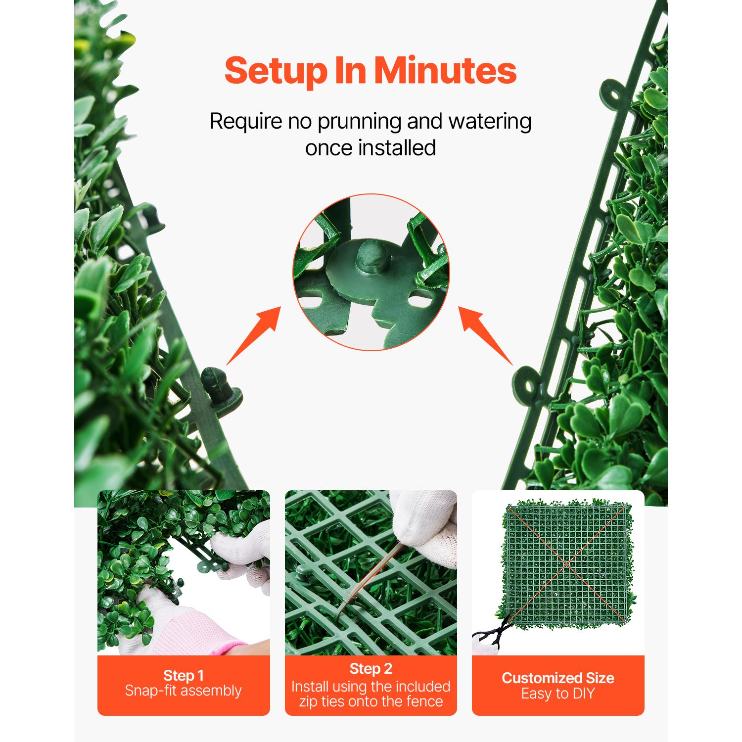 Artificial Grass Wall Panels, 8 PCS 20 x 20 inch, 3D Combination Greenery Boxwood Panel for Indoor Outdoor Green Decor & Ivy Fence Covering, Privacy Backdrop — image 4