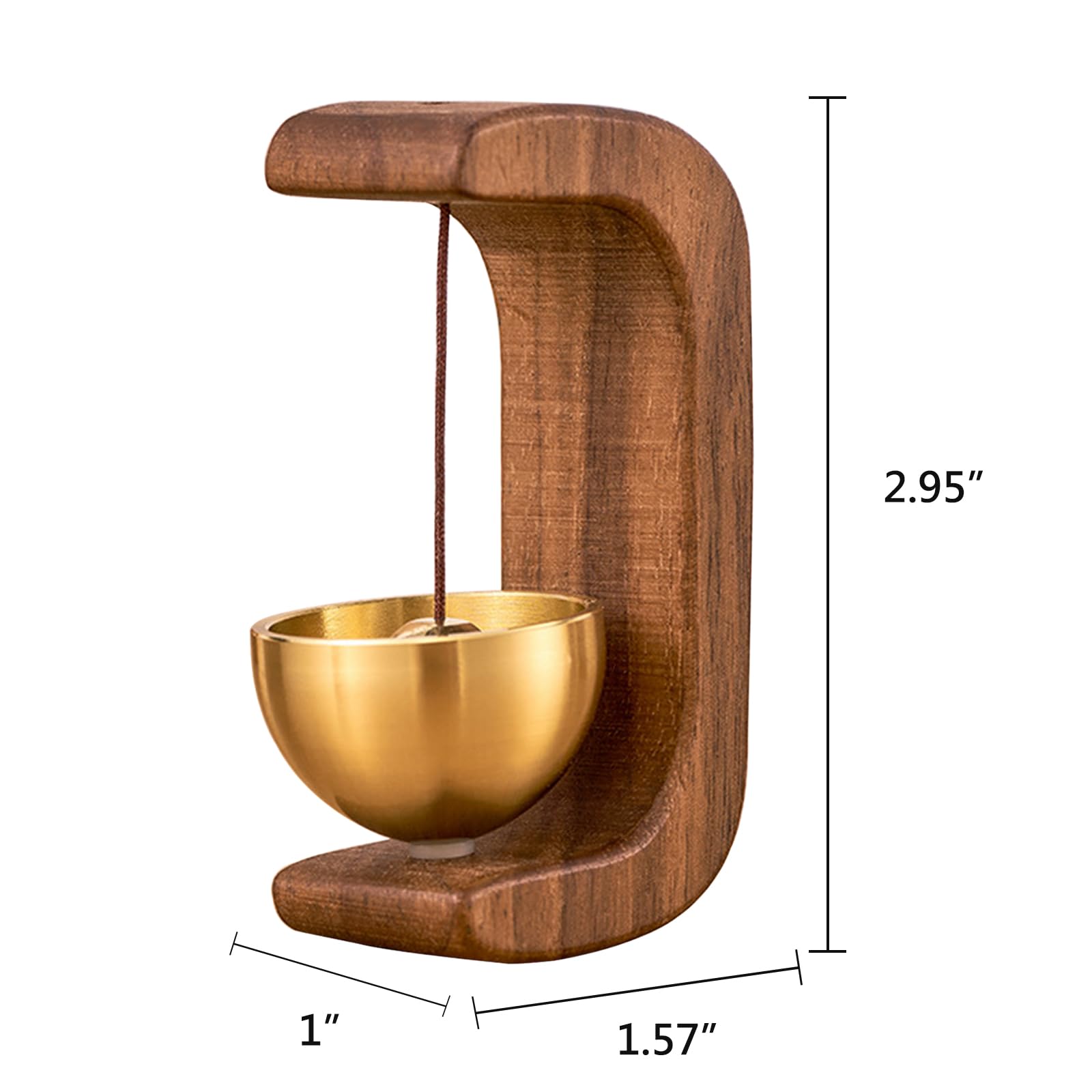1 Piece Vintage Wooden Door Bell with Copper Chime and Magnetic Mount for Entryways and Bedrooms, Walnut C-Shaped Design โ image 4