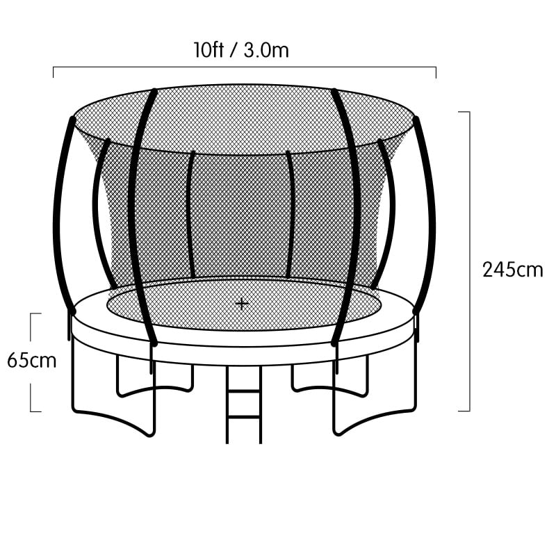 Kahuna 10ft Outdoor Trampoline Kids Children With Safety Enclosure Pad Mat Ladder Basketball Hoop Set - Rainbow โ image 4