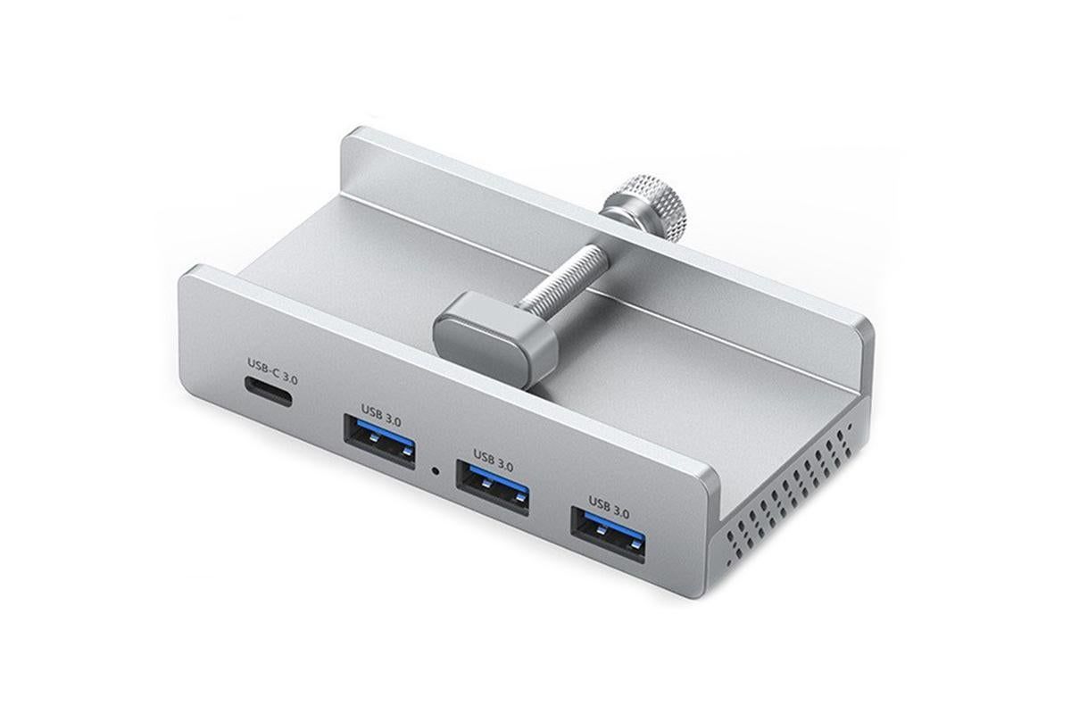 USB Hub 3.0 Aluminum 4-Port USB Adapter with 3 USB-A Data Ports for Monitors Desks - Silver โ image 2