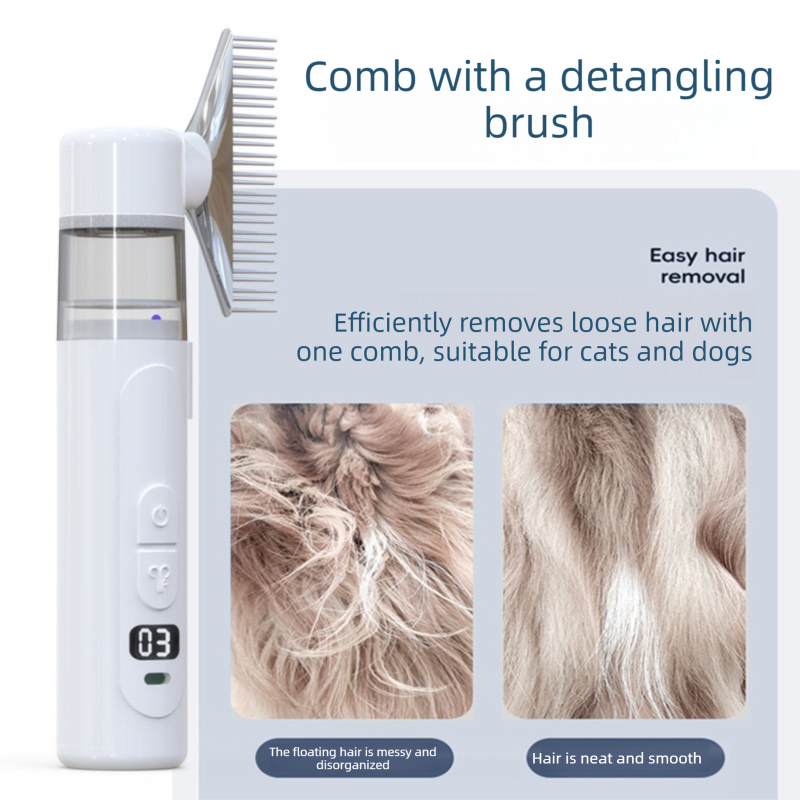 Electric Flea Comb for Dogs and Cats - 2-in-1 Rechargeable Pet Flea Remover and Dematting Grooming Comb with Suction Collection, 3 Speed Settings and USB-C โ image 4