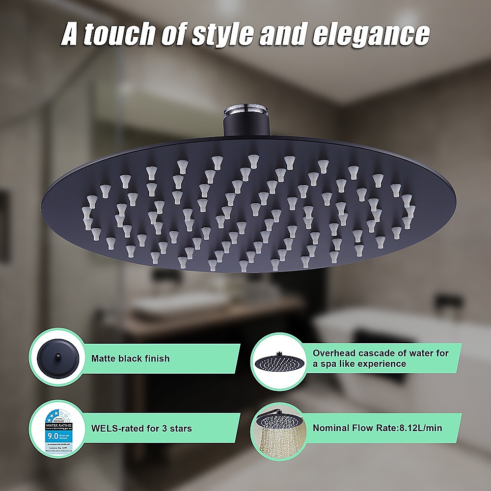 200mm Shower Head Round 304SS Electroplated Matte Black Finish โ image 6