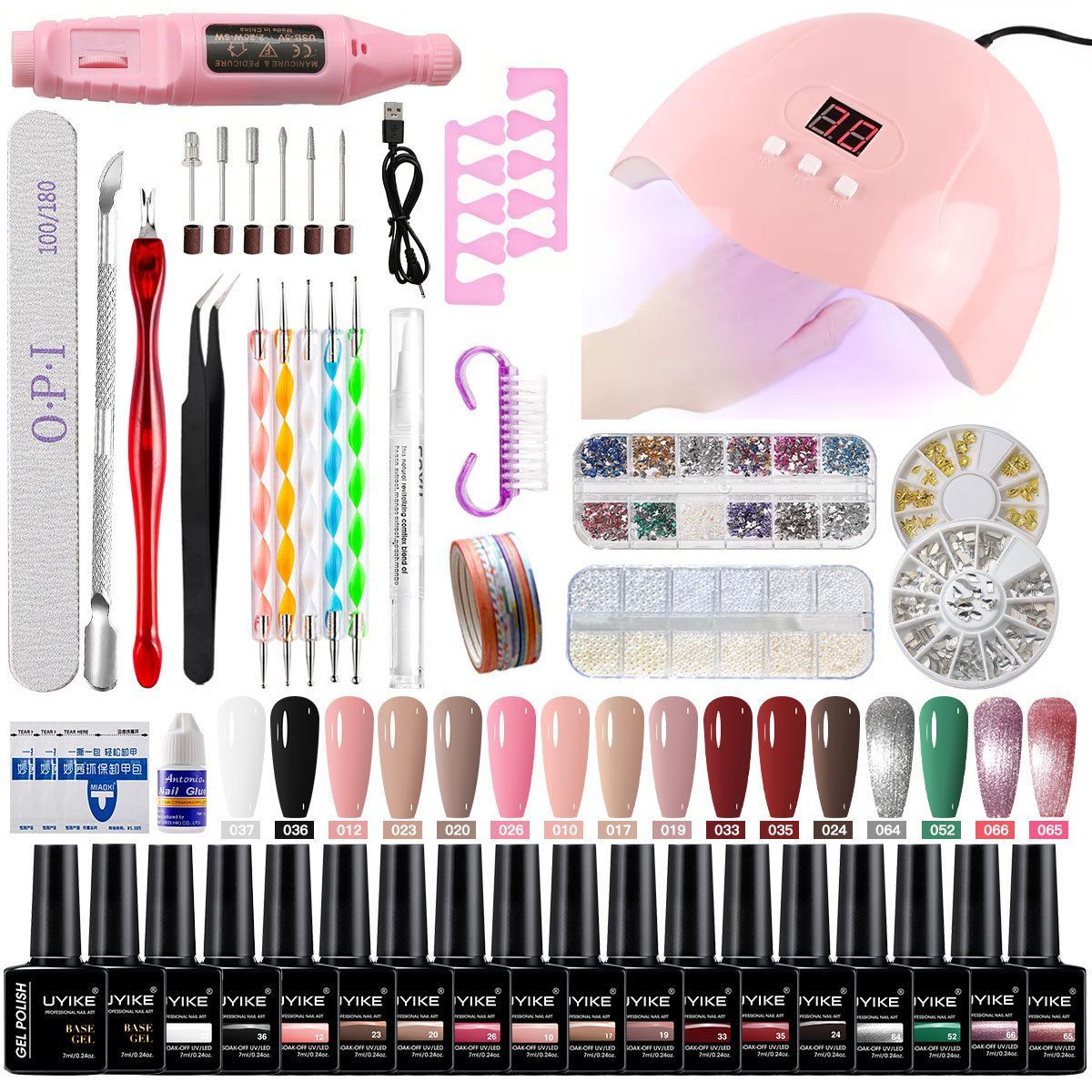 Nail Art Kit Gel Lamp Nail Grinder Nail Polishes Nail Art Tools Nail - Multi - Size Set1