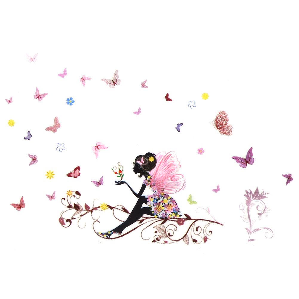 PVC Wall Sticker Fairy Flower Butterfly Vinyl Art Decal Girl Bedroom Home Decor Removable — image 2