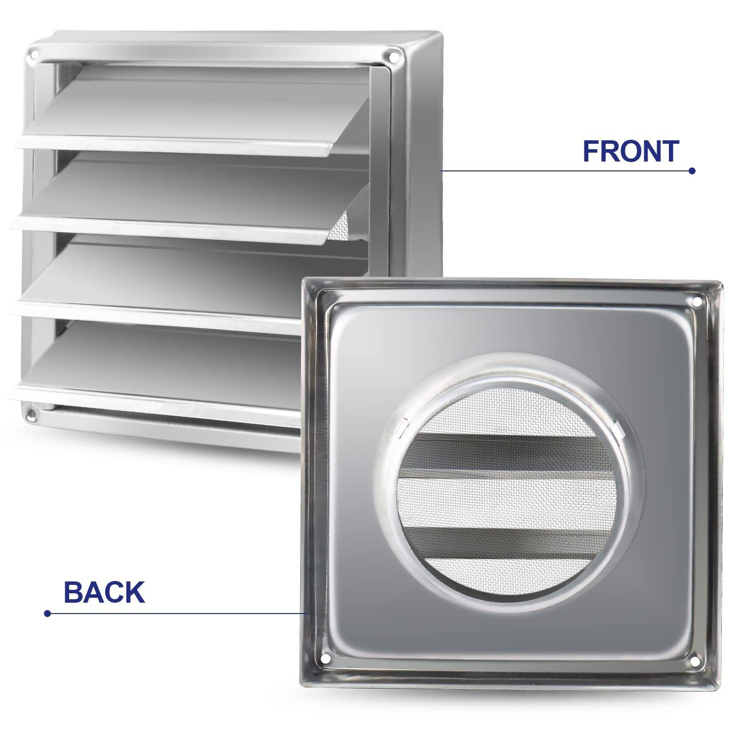 4" Inch Dryer Vent Cover – Outdoor Stainless Steel Grille with Moving Flaps – Fits Only with Metal Ducts for HVAC & Dryer Systems — image 2