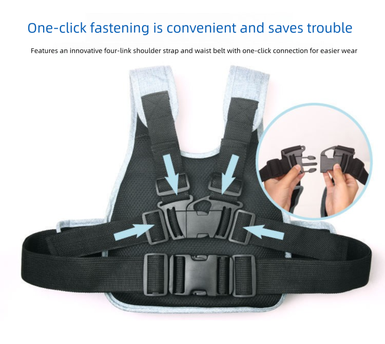 Children Motorcycle Safety Harness for Electric Bike Adjustable Kids Security Strap with Storage Bag Dark Blue Anti-Fall Protection Gear Front and Rear Use — image 5