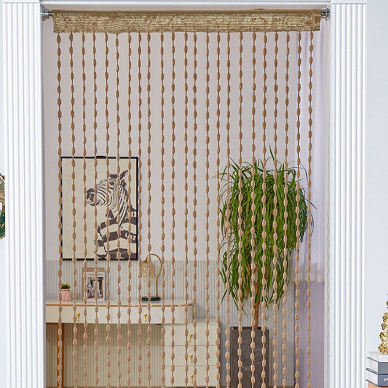Door String 39x79 Inch Curtains Beige Panel Soft Balls Romantic Glitter Fringe Room Divider Home Décor Wedding Girls, Beige — image 4