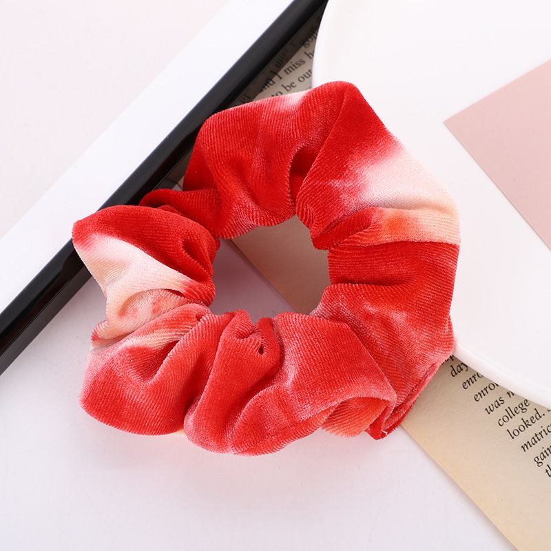 5 Pcs Hair Scrunchies Tie Dye Scrunchies for Girls Velvet Scrunchies for Hair In Gradient Color Soft Rainbow Ponytail Holder — image 5