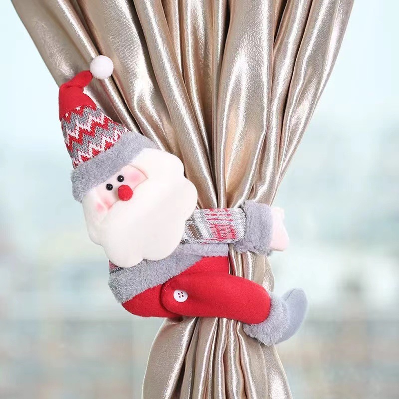 Santa Claus Curtain Tieback - Plush Christmas Curtain Holder for Festive Home Decor 22 × 44cm 2 PCS