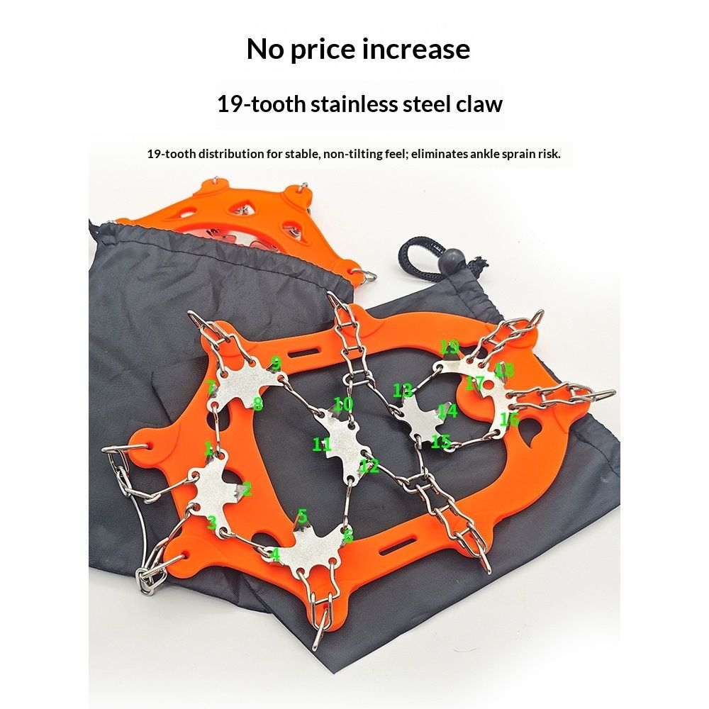 Ice Cleats Traction Snow Grips for Boots Shoes Women Men Anti Slip 19 Stainless Steel Spikes Safe Protect for Hiking Fishing Walking Climbing — image 3