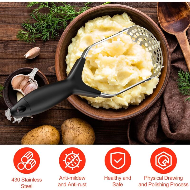 Stainless Steel Potato Masher, Professional Manual Potato Ricer With Non-Slip Handle, Foldable Apple Masher For Fruits — image 4