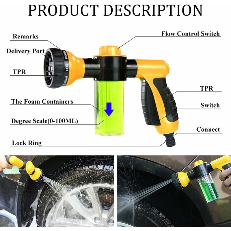 Garden Watering Gun, Watering Gun Watering Can With 8 Watering Modes, Built-In Soap Dispenser For Car Washing, Garden — image 2