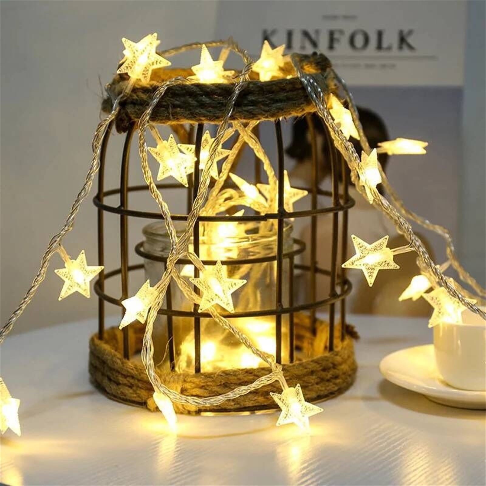 Star String Lights, 20 FT 40 LED Battery Operated Twinkle Lights Warm White Cute Hanging Star Fairy Light for Bedroom Room Office Home Indoor Outdoor Eid Xmas — image 6