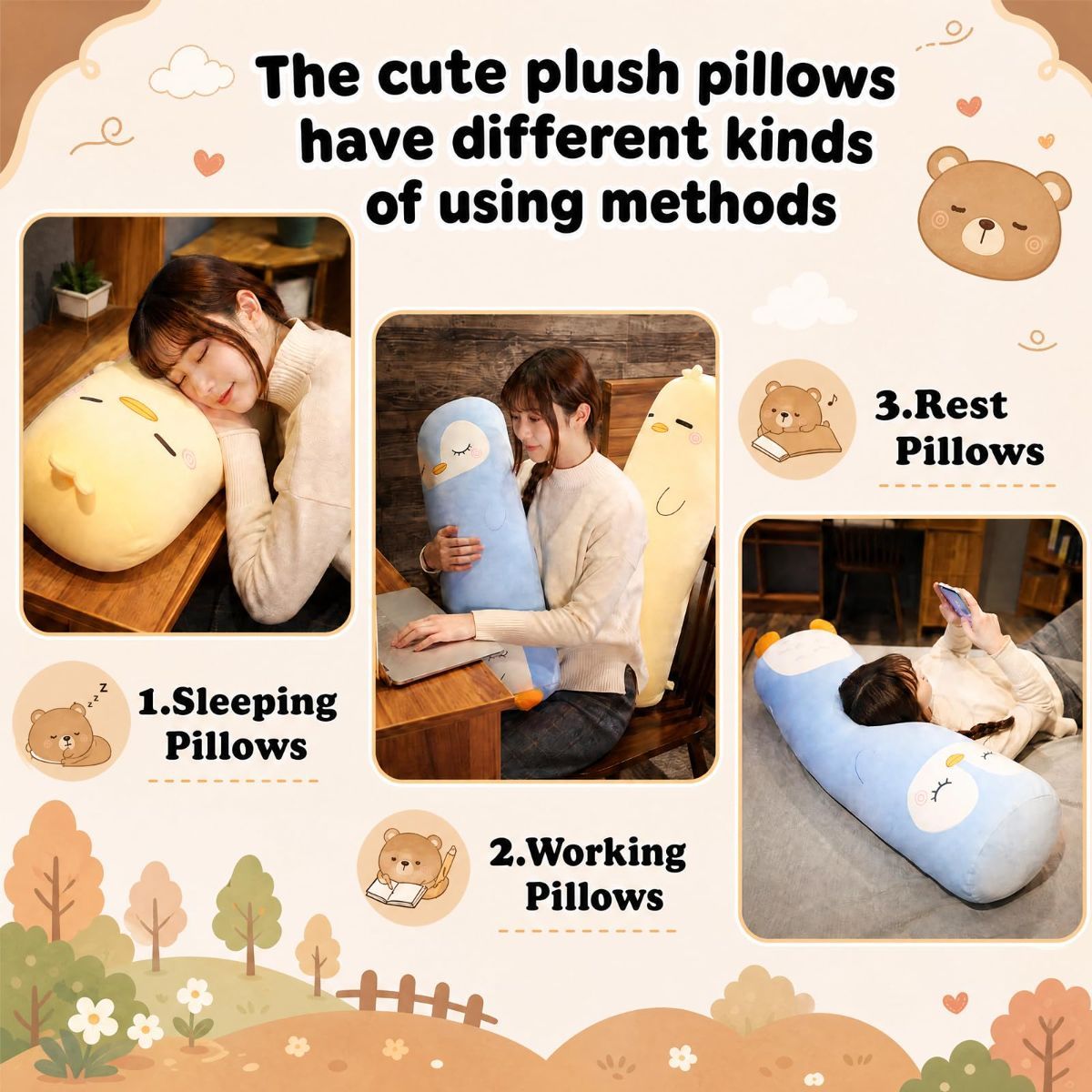 Long-Shaped Pillow Plush Pillow Hugging Pillow Soft Pillow Sleeping Pillow Gift - Green - Size 39in — image 2