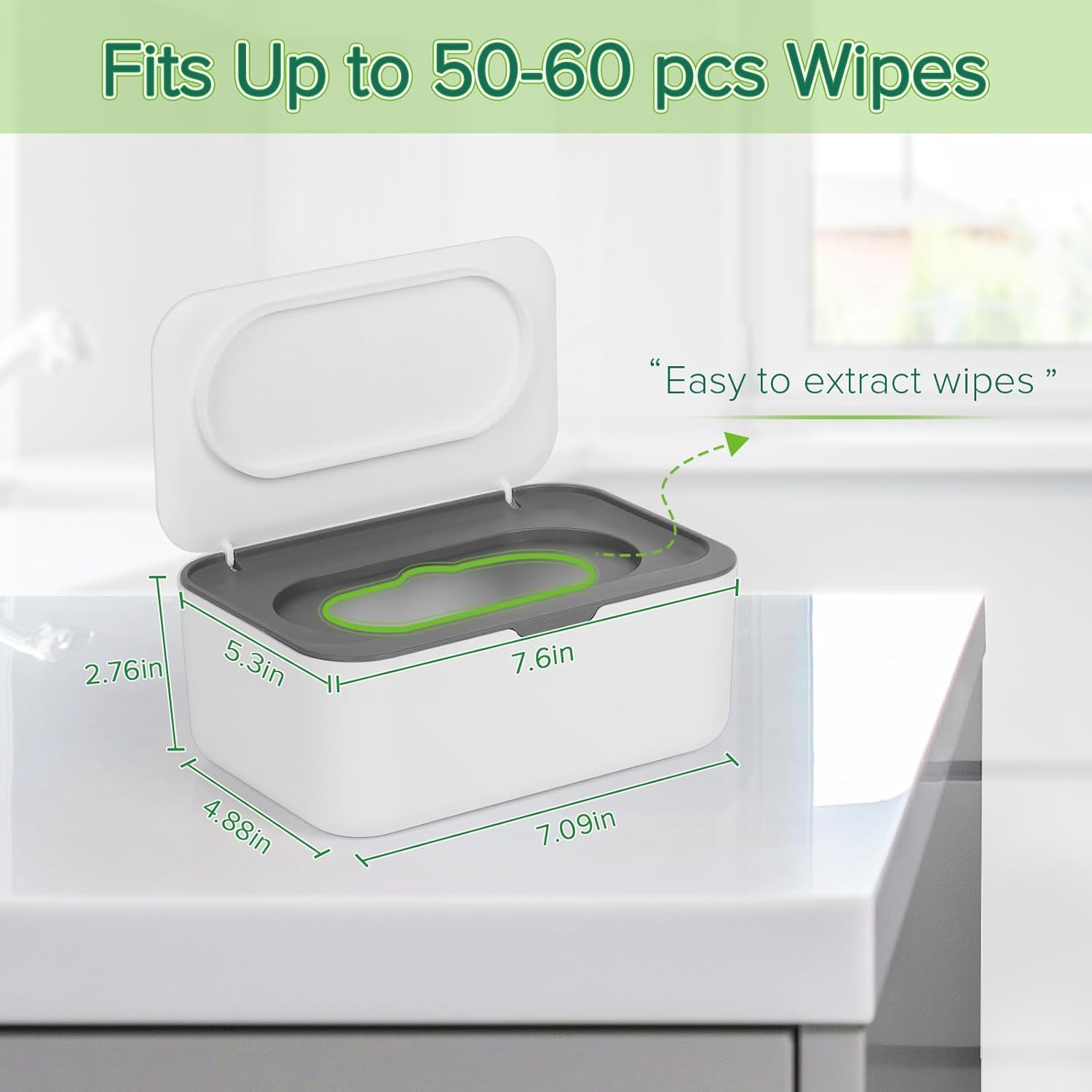 Baby Wipes Dispenser, Wipes Case Baby Wipe Holder Keeps Wipes Fresh, Non-Slip, Easy Open & Close (Gray) โ image 2