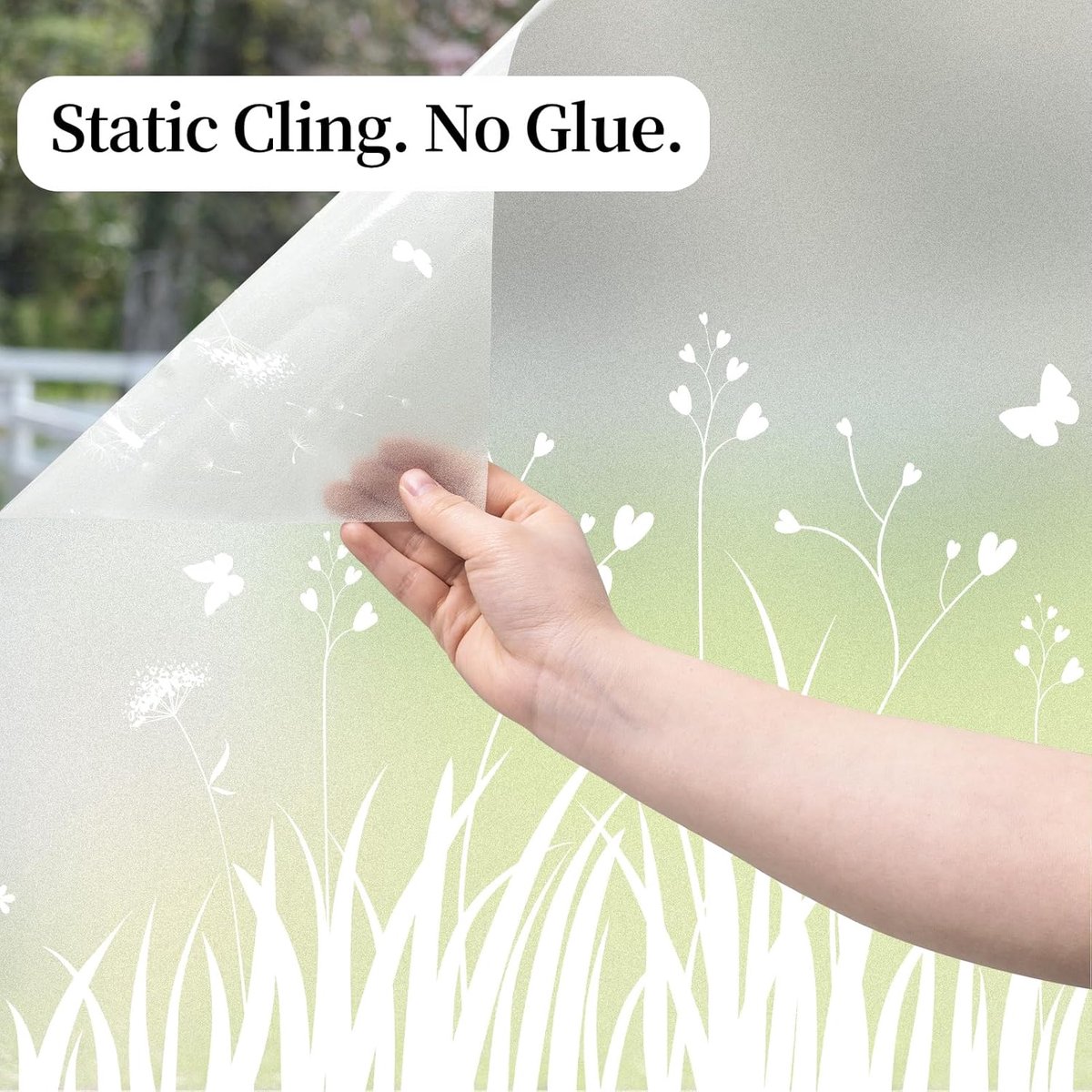 Window Privacy Film - Window Film - Anti-Peek Window Film - Glueless Frosted Privacy Film - Self-Adhesive Window Film - Flower Garden Window Stickers - Static — image 5