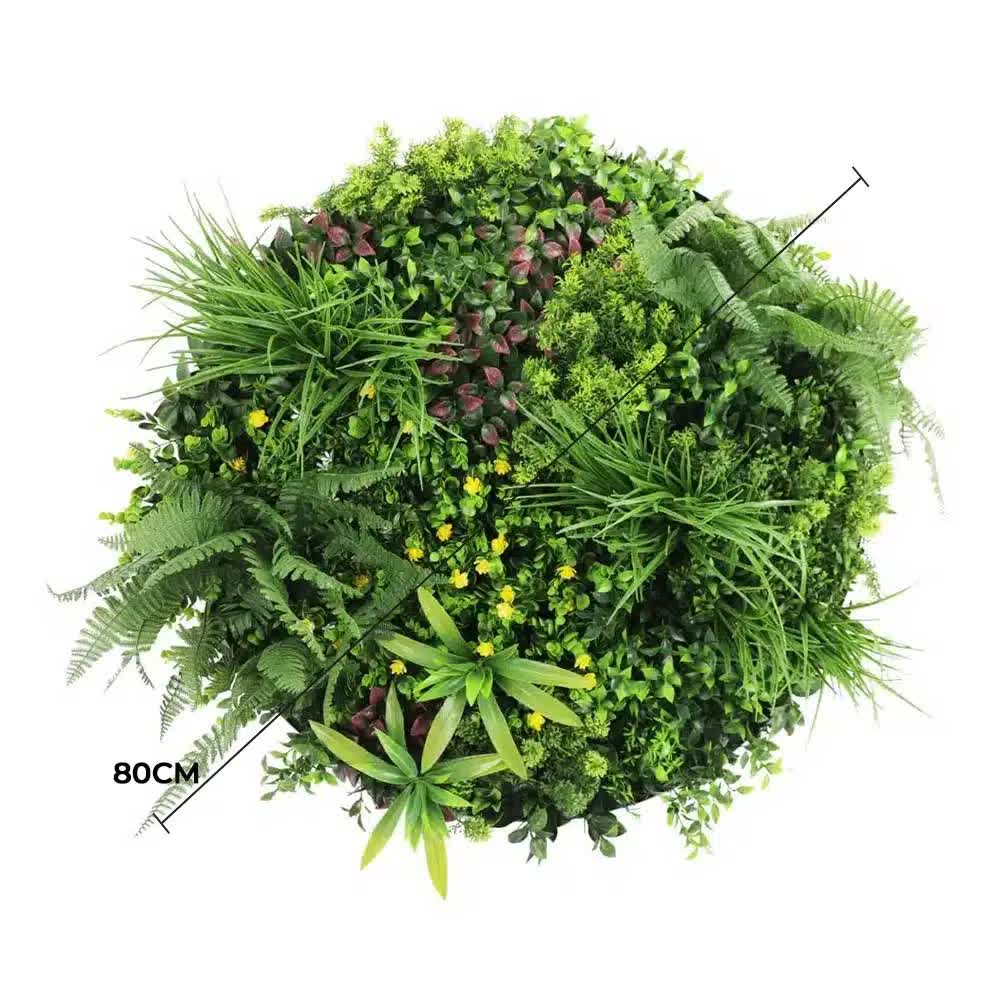 Slimline Artificial Green Wall Disc Art 80cm Country Fern UV Resistant (White) — image 2