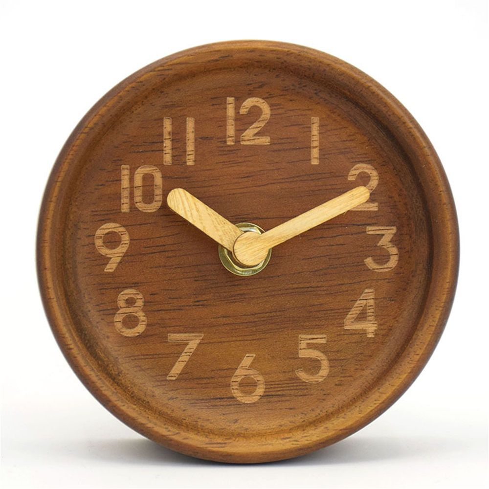 Decorative No-Tick Design – Easy to Read Silent Sweep Mantle Clock – Quiet Tabletop Clocks with Wood Body, Hands, & Battery Cover