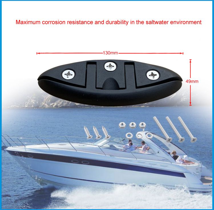 Folding Flip Up Cleats, Boat Marine Dock Cleat with Mouting Screws for Boat Mini Tugboat Yachts Black Nylon â image 3