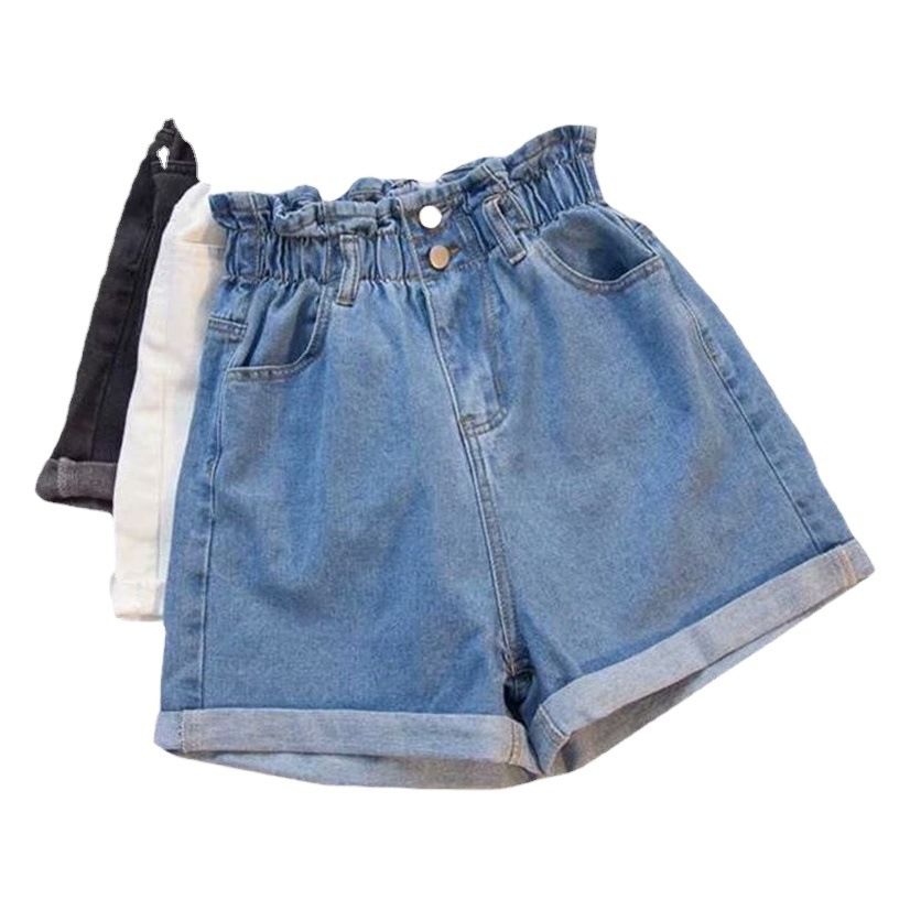 Women Denim Shorts High Waist Wide Leg Cotton White โ image 2