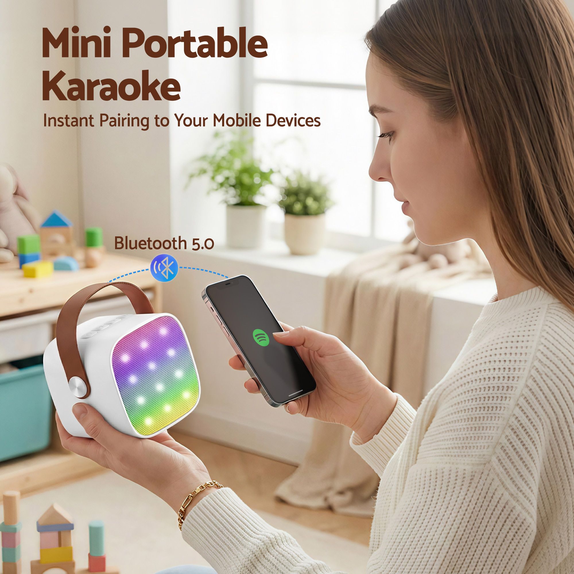 Alpha Mini Portable Karaoke Machine for Adults Kids with 2 Wireless Microphones โ image 6